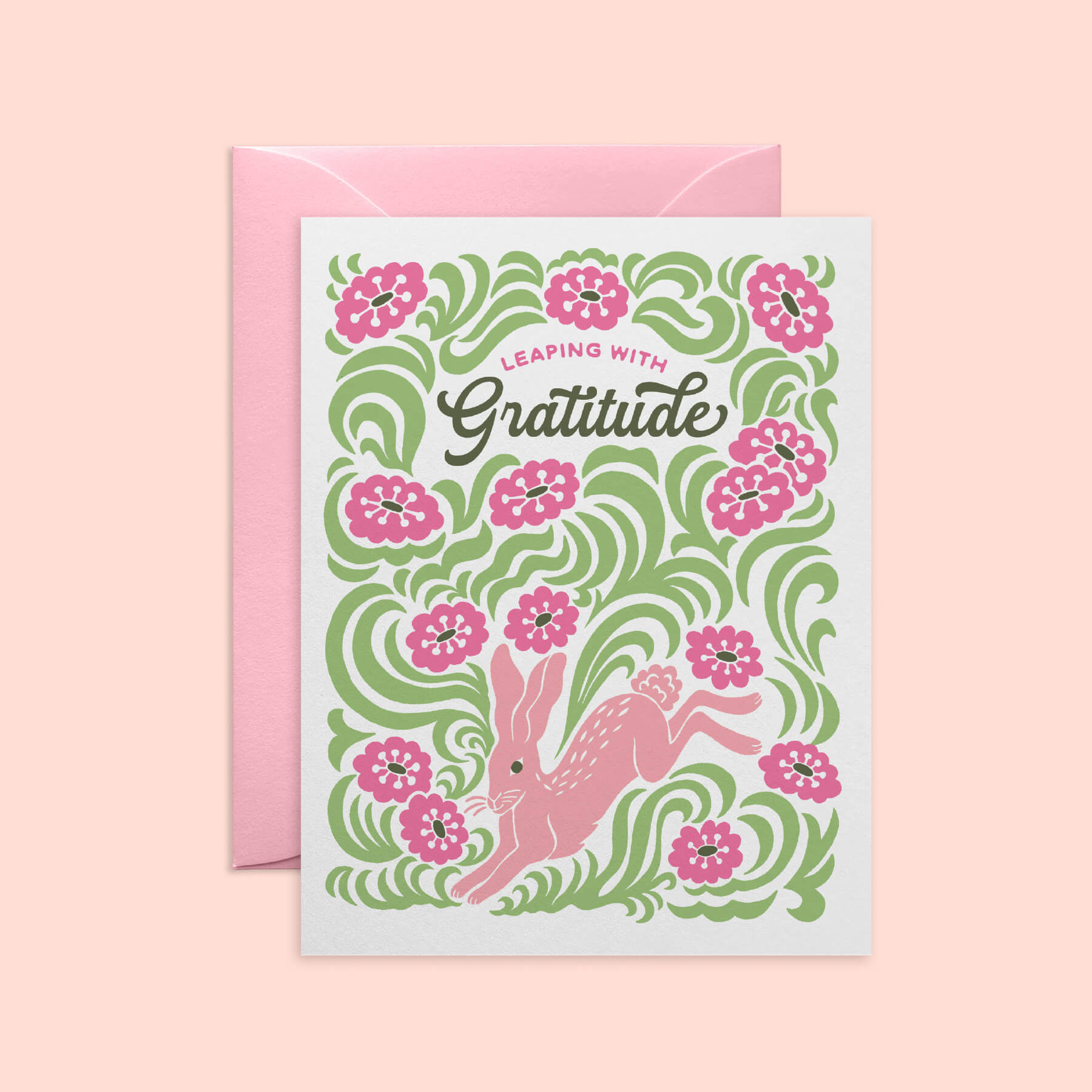 Leaping Rabbit Thank You Card