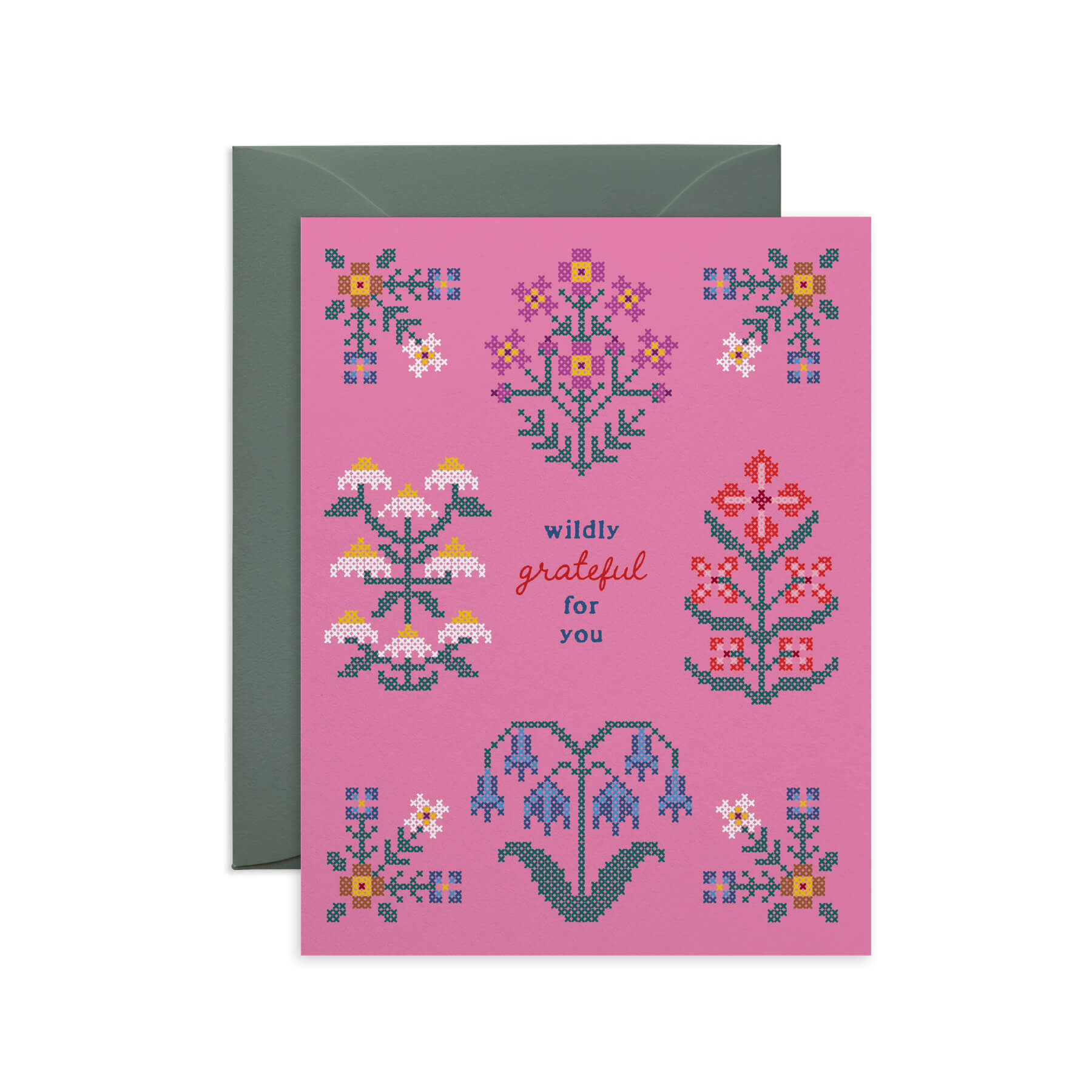 Blooming Garden Cross-Stitch Thank You Card