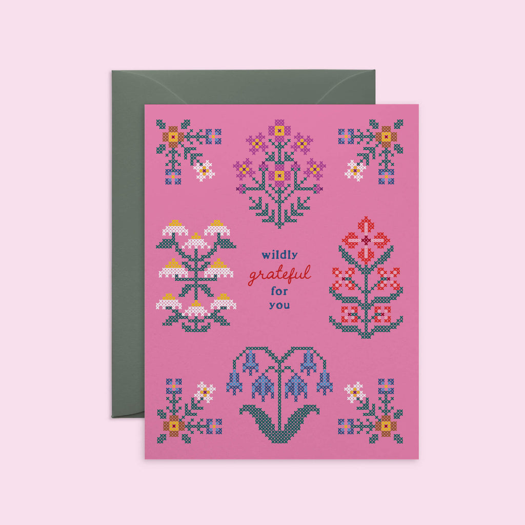 Garden Cross-Stitch Thank You Card