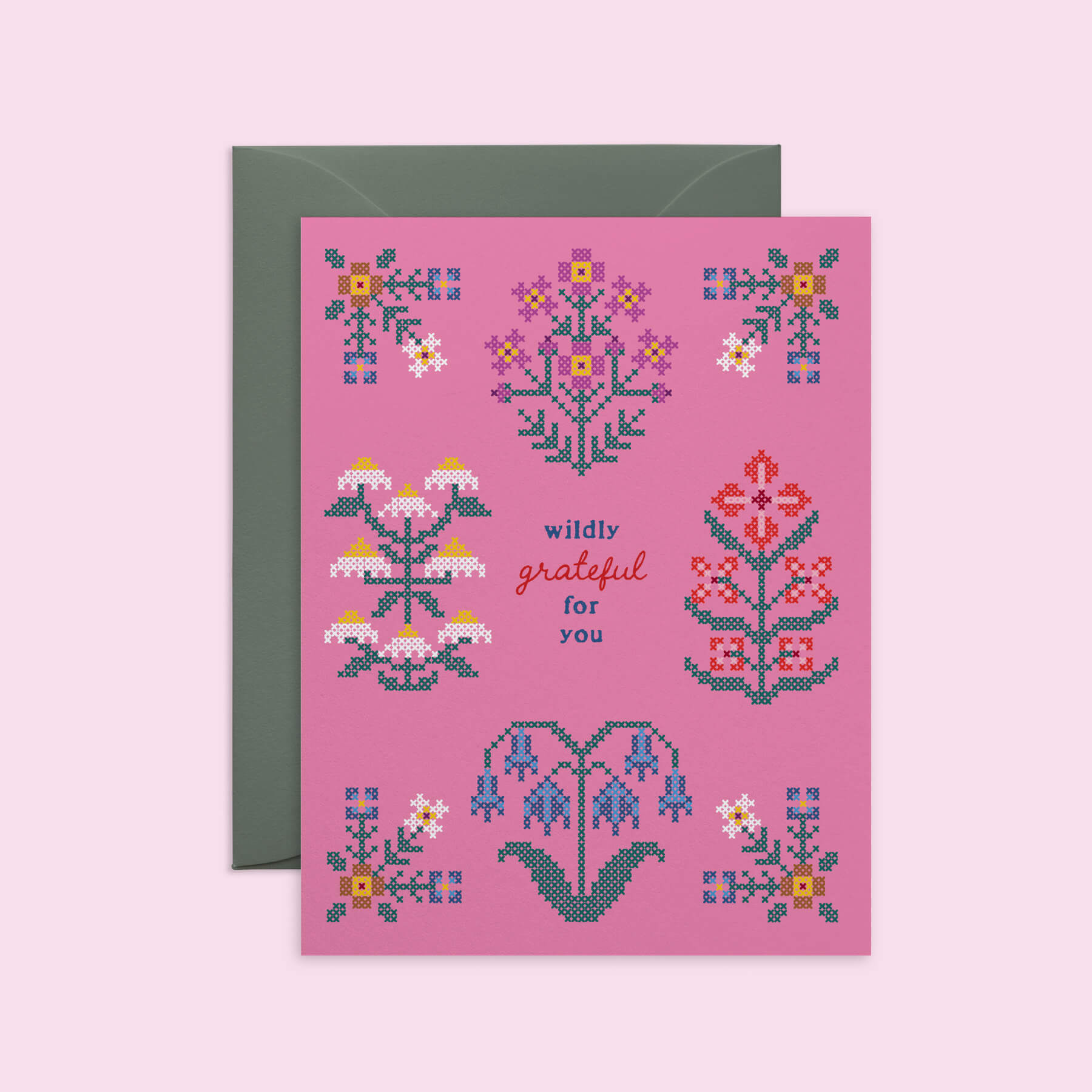 Garden Cross-Stitch Thank You Card