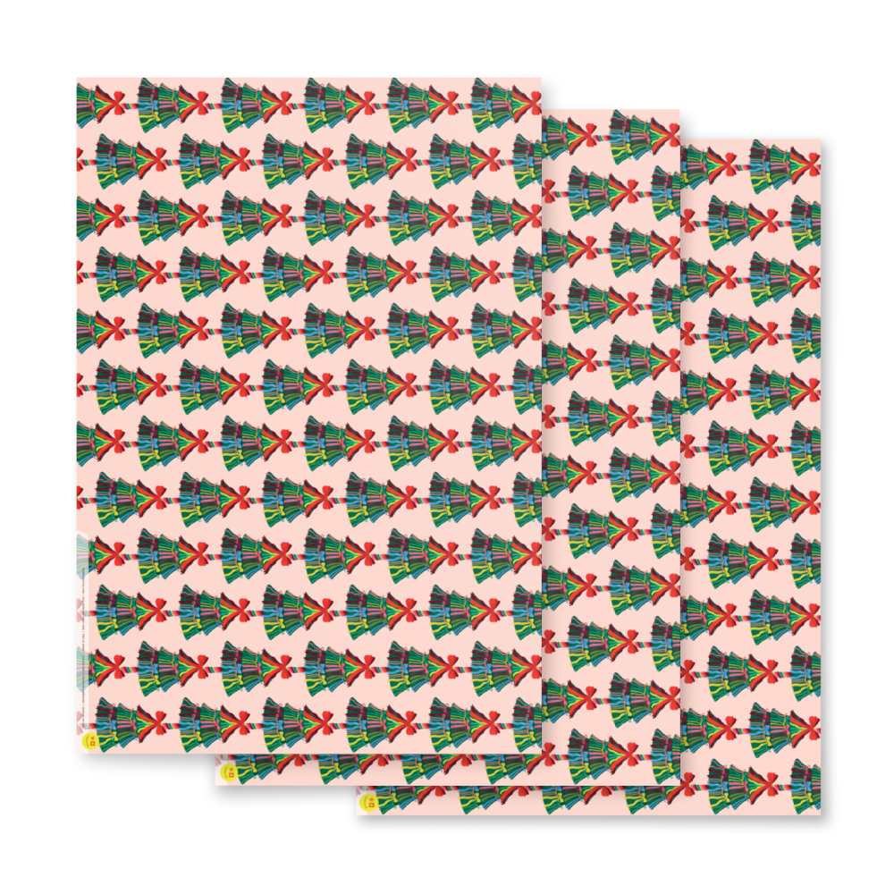 Tree with Bows Holiday Flat Wrap Set of 3 Sheets by O.O.M.F. Creative