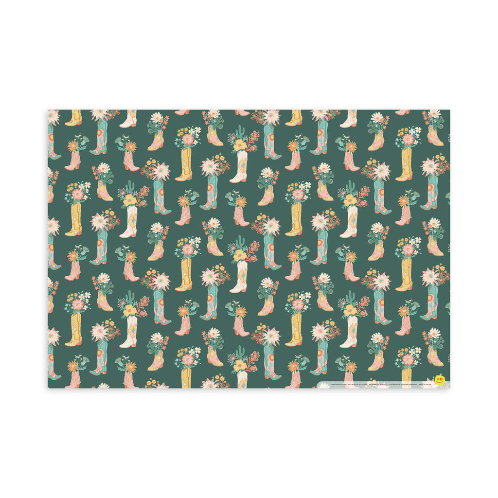 Blooming Cowgirl Boots, Sage, Flat Wrap, Single-Sided, Set of 3