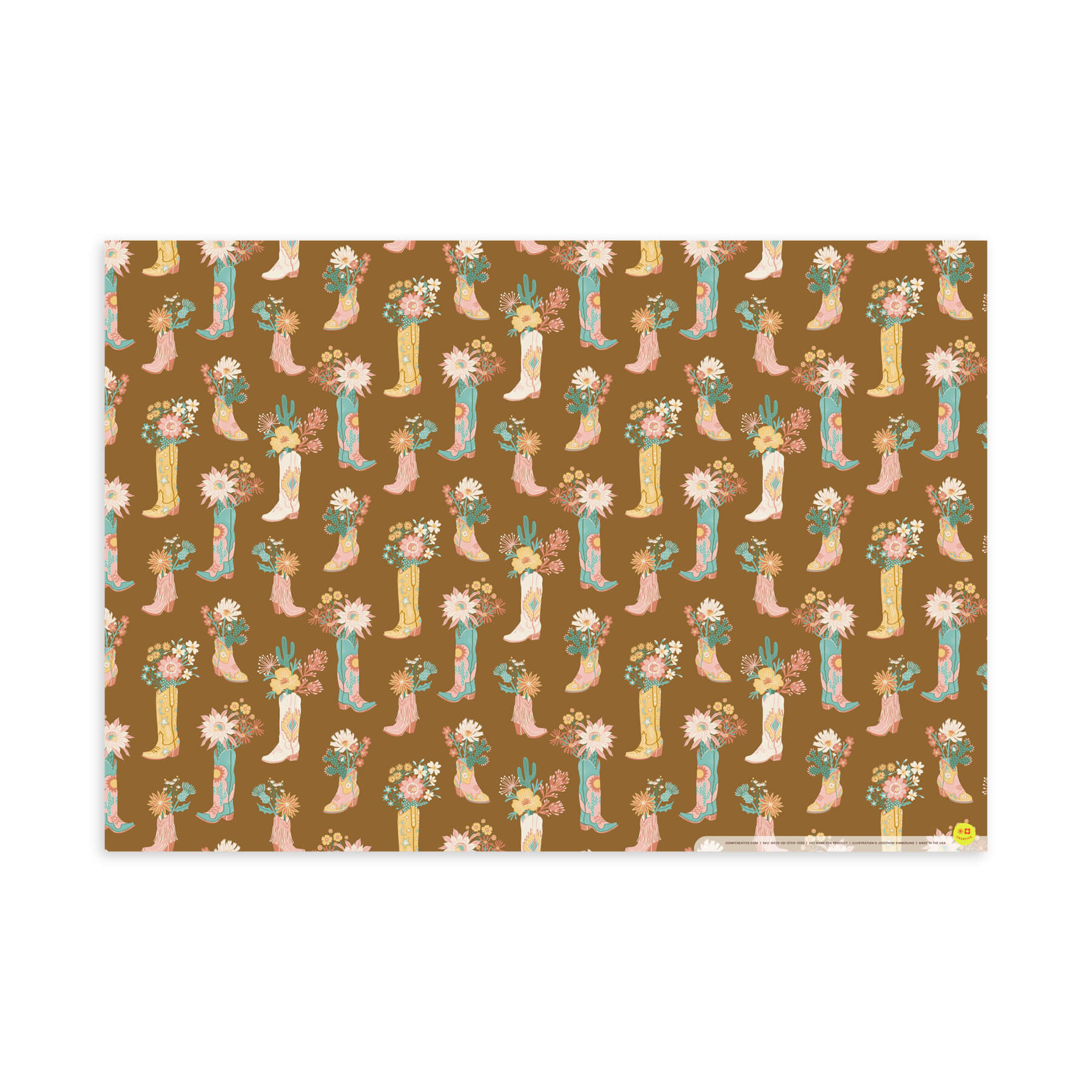 Blooming Cowgirl Boots, Golden, Flat Wrap, Single-Sided, Set of 3
