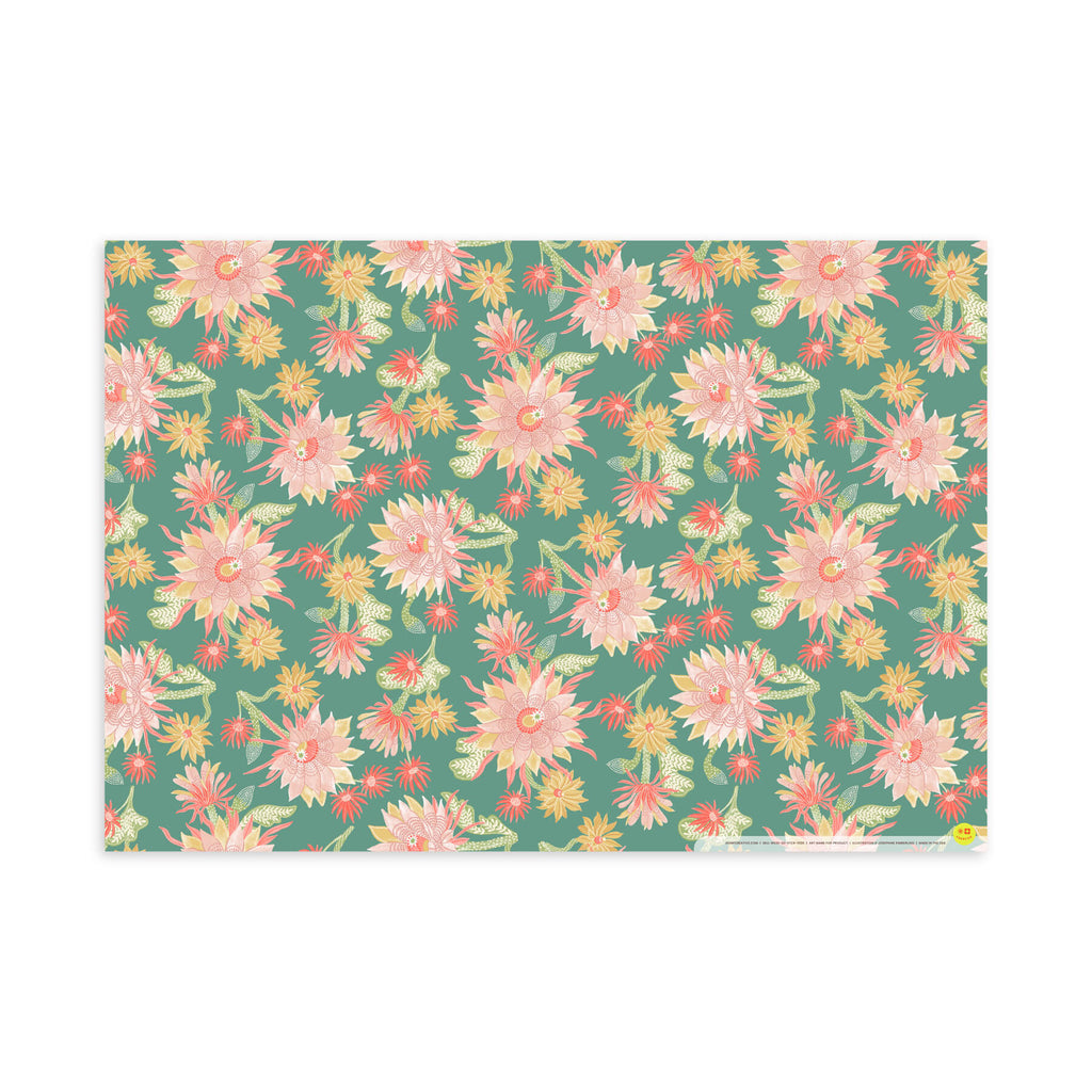 Cactus Blooms, Mint, Flat Wrap, Single-Sided, Set of 3