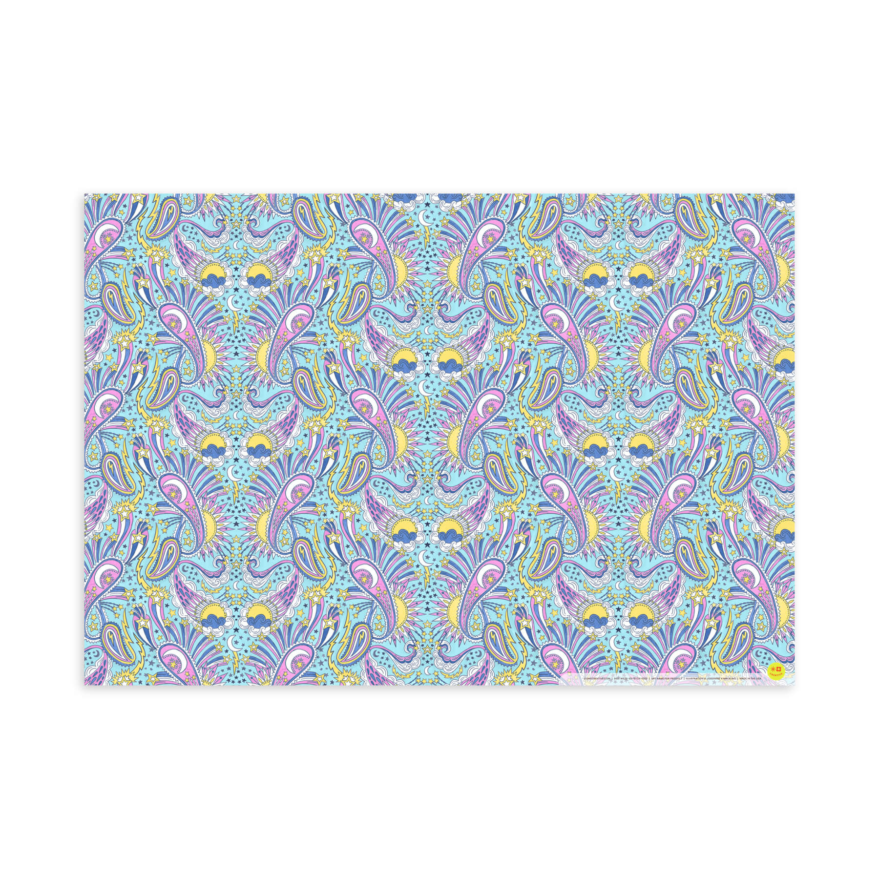 Celestial Paisley, Flat Wrap, Single-Sided, Set of 3