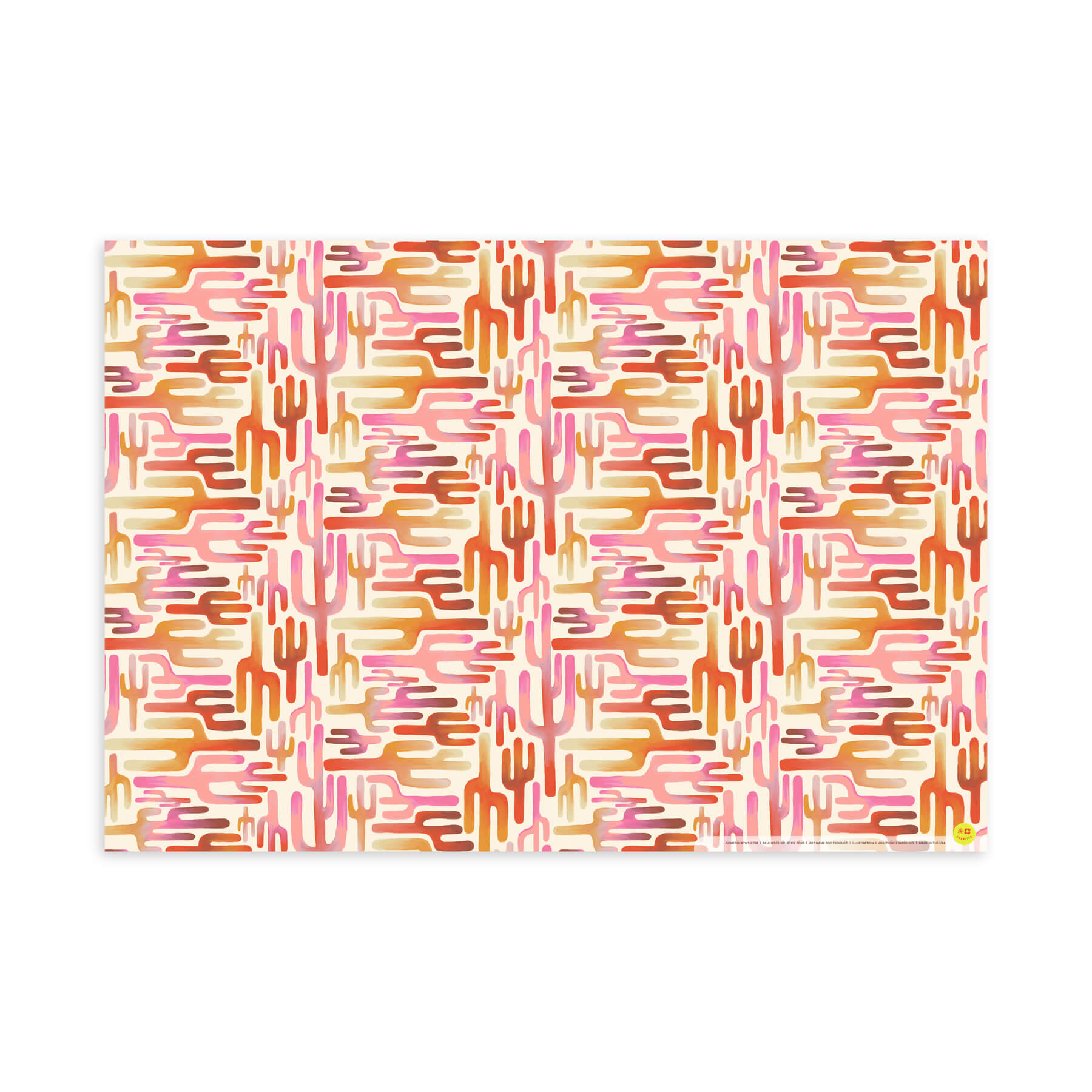 Painted Cactus, Warm, Flat Wrap, Single-Sided, Set of 3