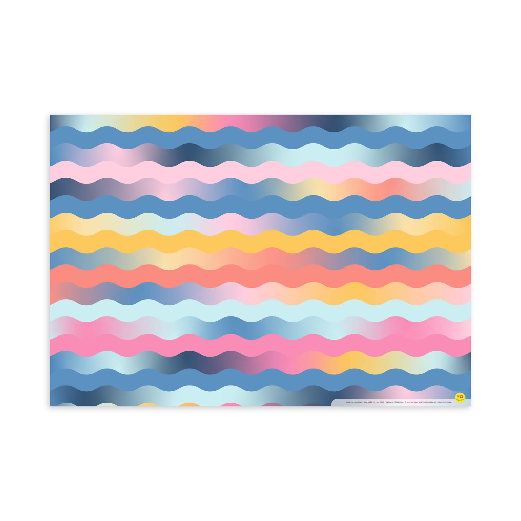 Rainbow Wavy Stripe, Flat Wrap, Single-Sided, Set of 3