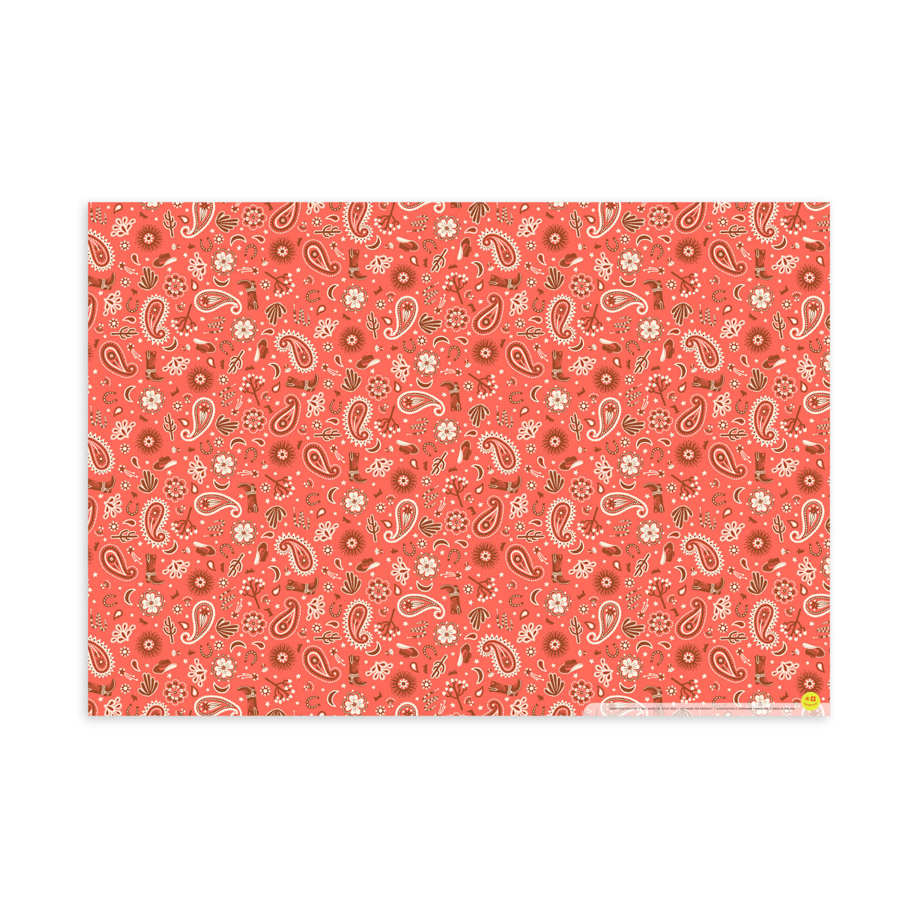 Bandana, Coral, Flat Wrap, Single-Sided, Set of 3