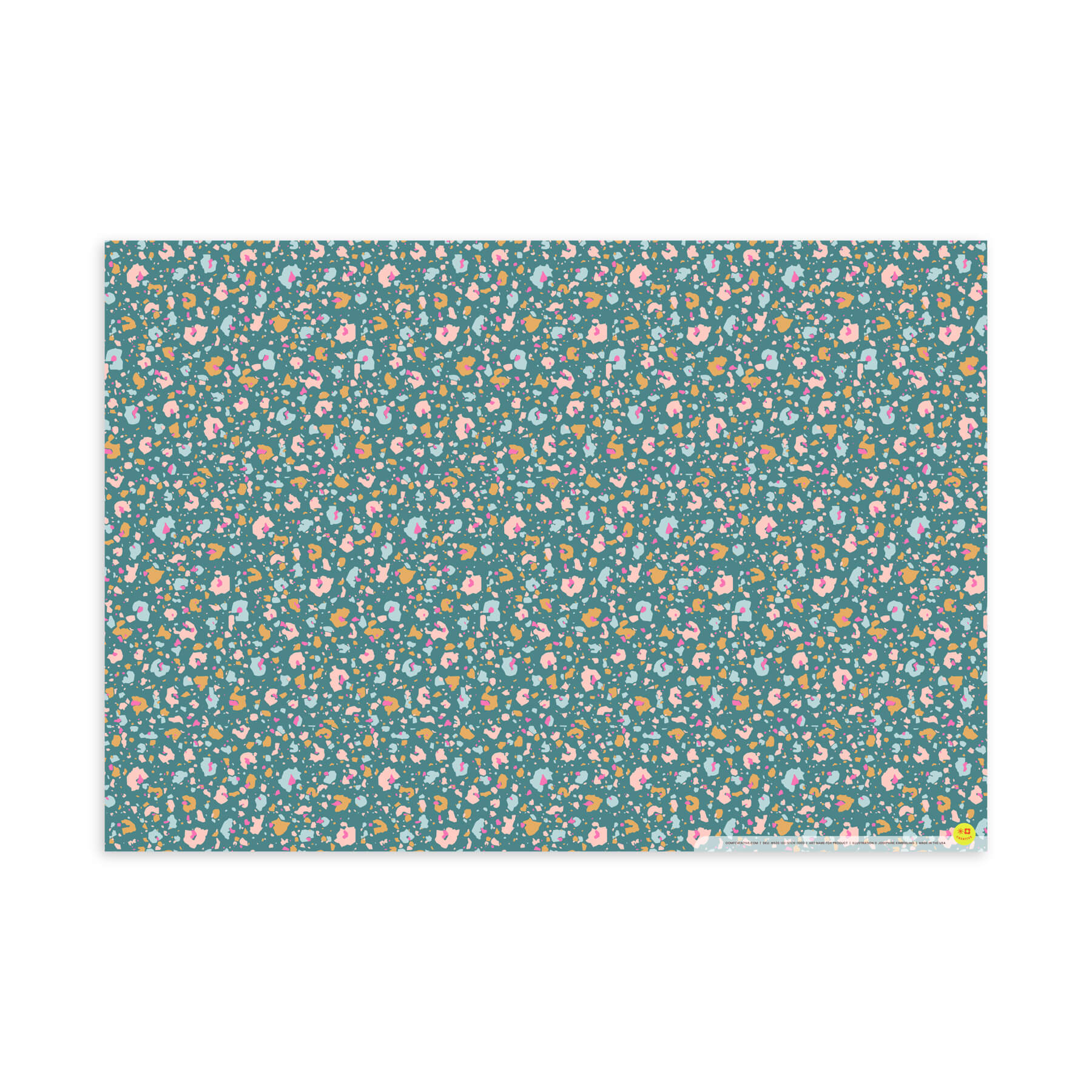 Terrazzo Leopard Print, Teal, Flat Wrap, Single-Sided, Set of 3