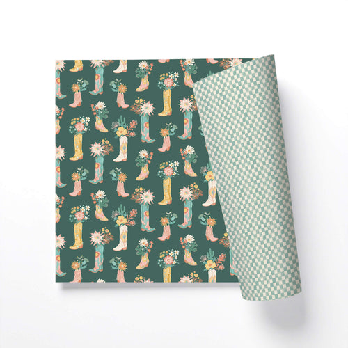 Desert Bloom Cowgirl Boots Double-Sided Gift Wrap