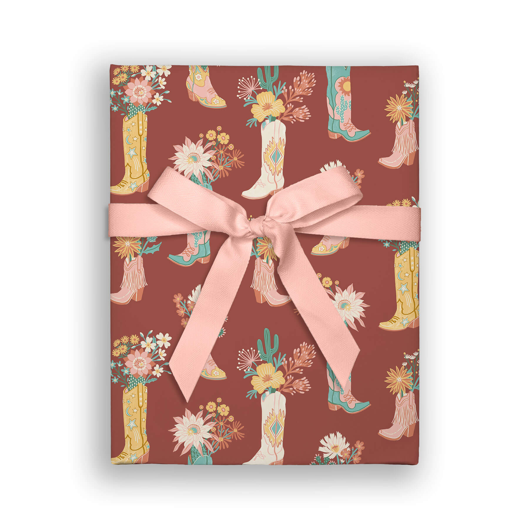 Desert Bloom Cowgirl Boots Double-Sided Gift Wrap