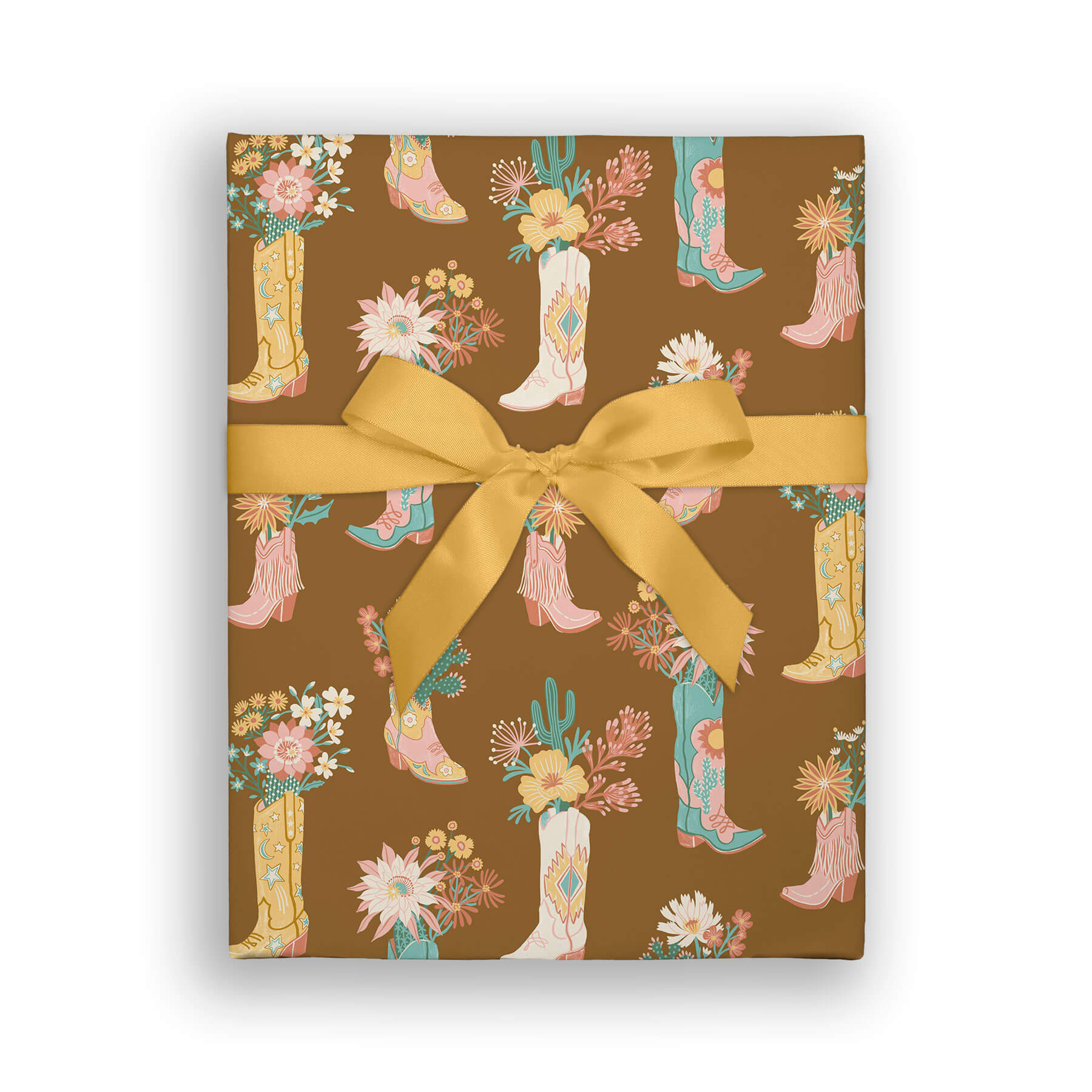 Desert Bloom Cowgirl Boots Double-Sided Gift Wrap