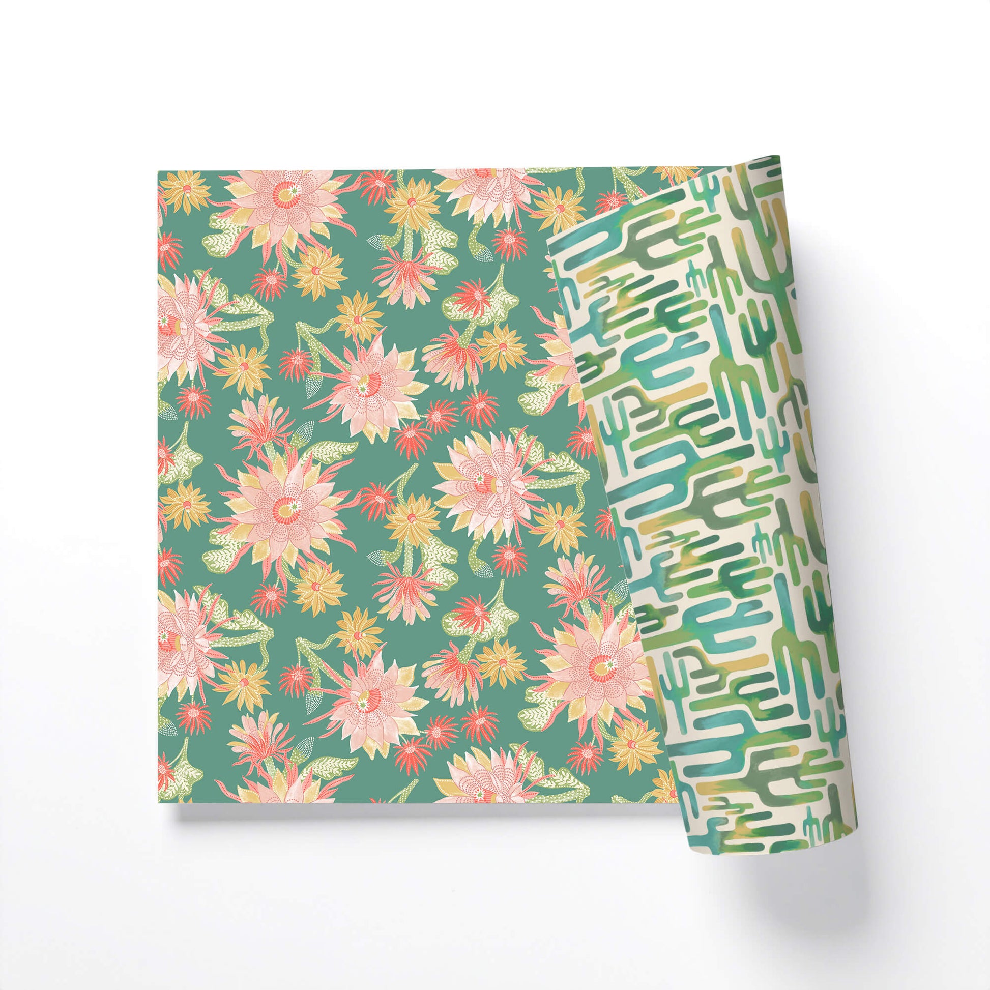 Unique Cactus Blooms Double-Sided Gift Wrap