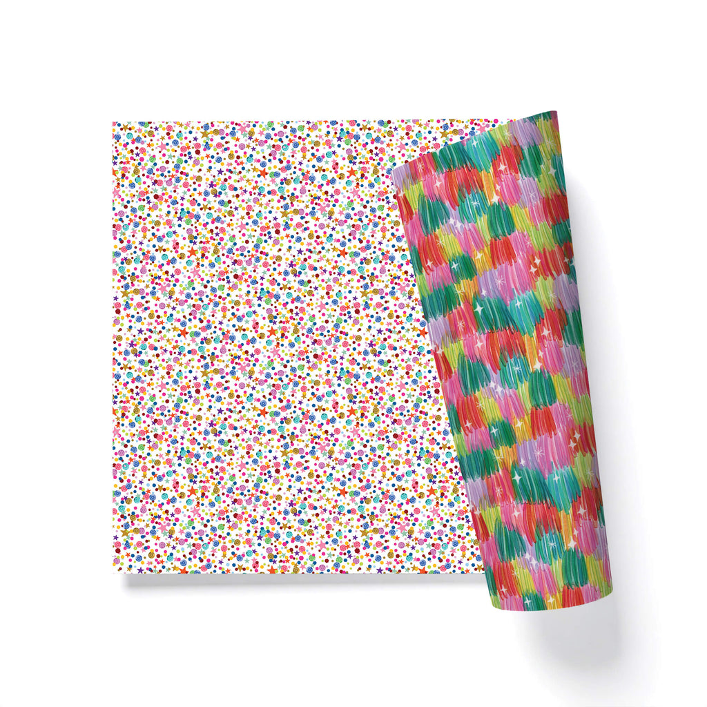 Double-Sided Gift Wrap with Sparkly Sequins and Party Fringe