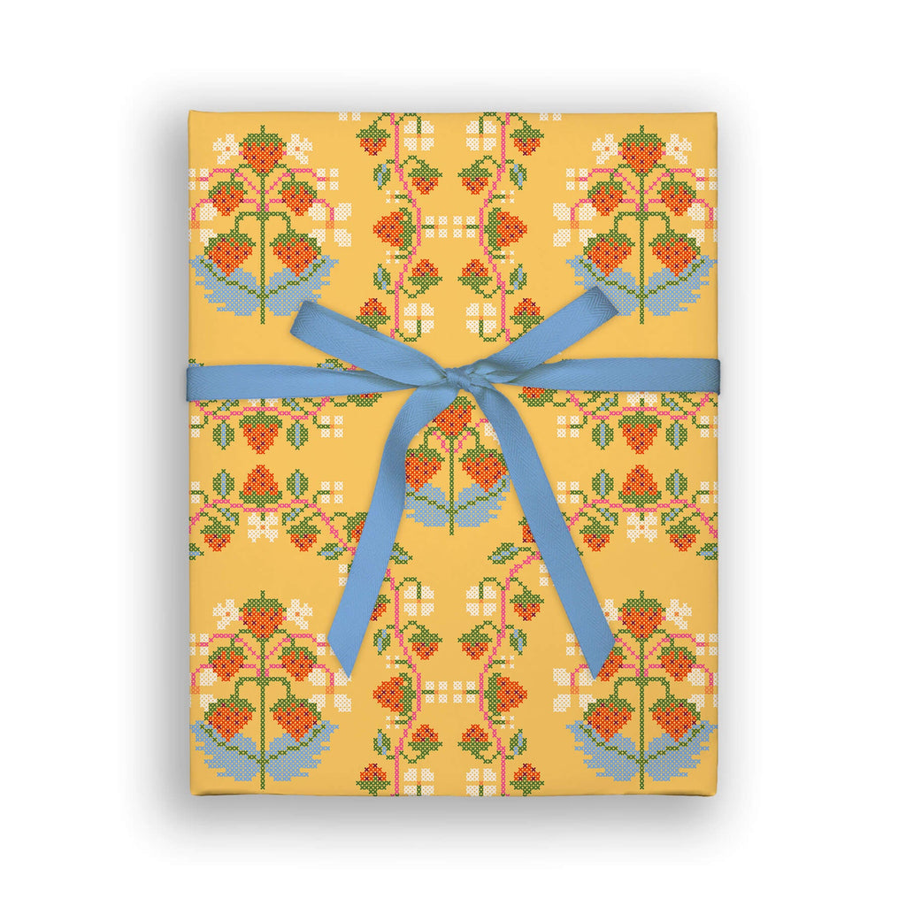 Strawberry Cross-Stitch Double Sided Flat Wrap
