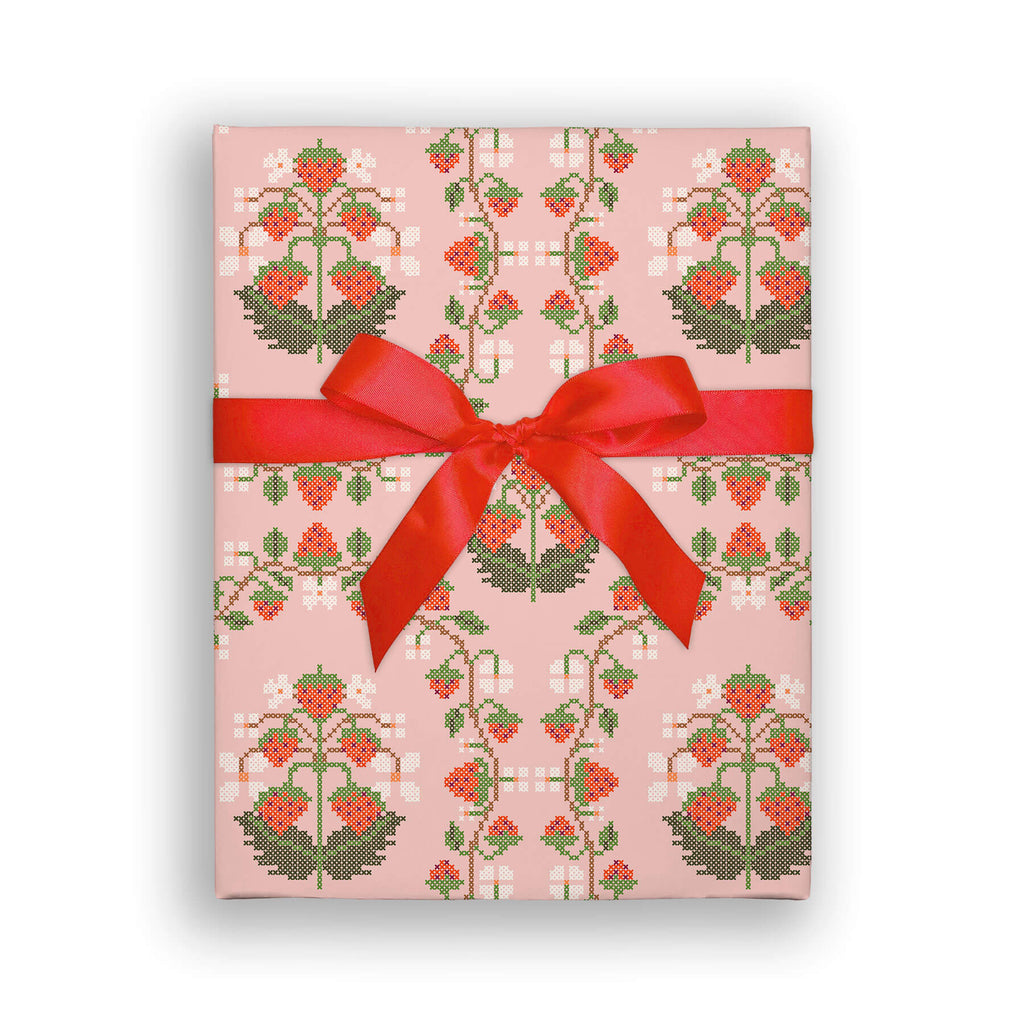 Strawberry Cross-Stitch Double Sided Flat Wrap