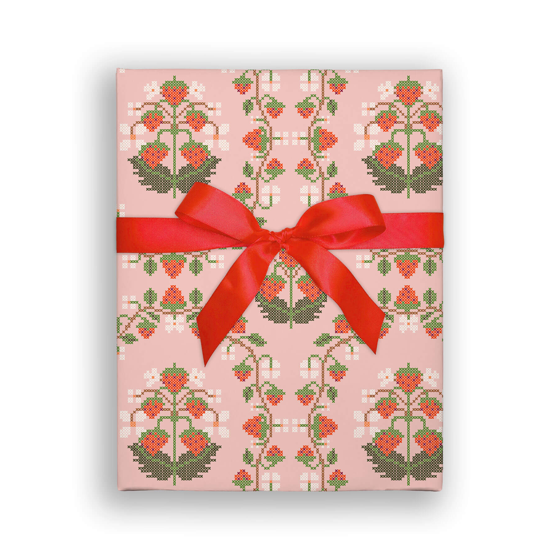 Strawberry Cross-Stitch Double Sided Flat Wrap