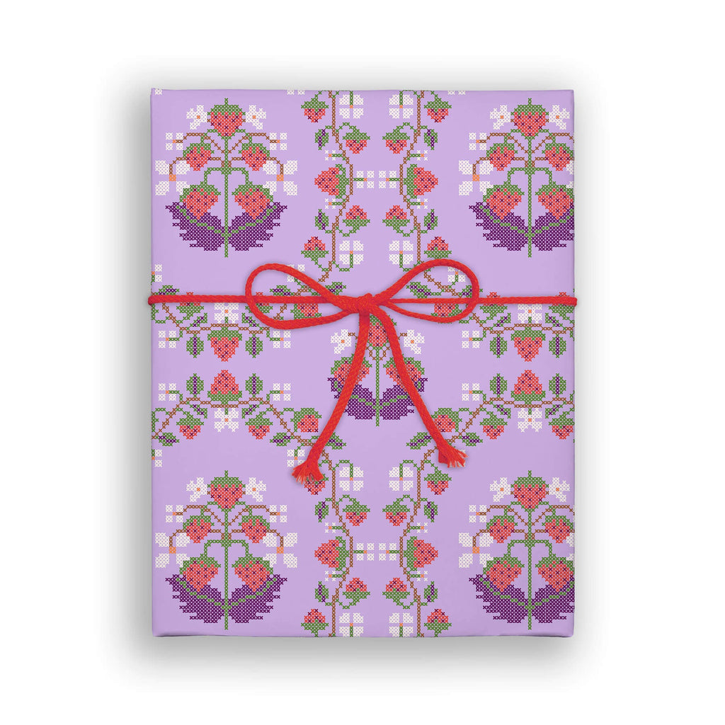Strawberry Cross-Stitch Double Sided Flat Wrap