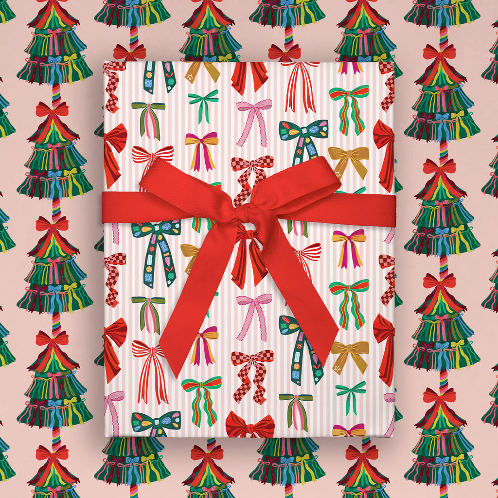 Bowtacular, Double-Sided Christmas Flat Wrap