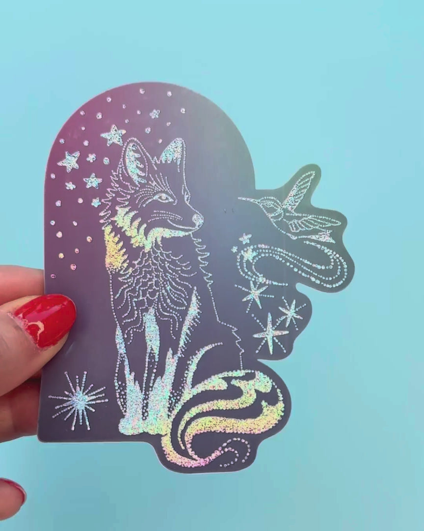 Fox Constellation Glitter Sticker