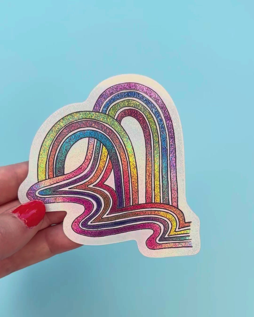 Rainbow Roads Glitter Sticker