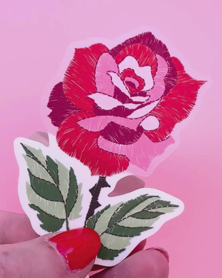 Embroidered Rose Clear Sticker