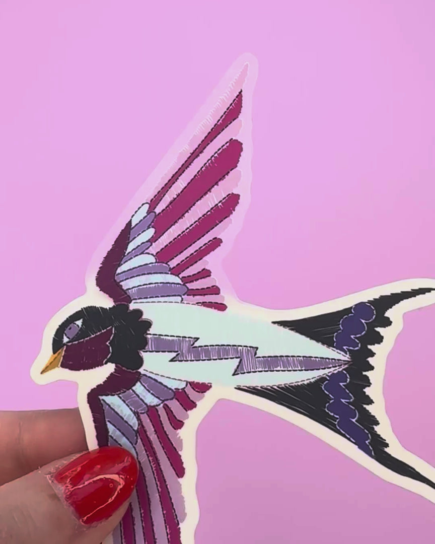 Embroidered Sparrow Clear Sticker